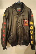 Mickey Unlimited Large Black Leather Jacket Mickey Mouse Disney