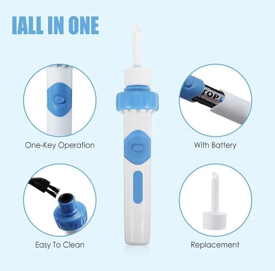 Safety Electric Cordless Vacuum Ear Cleaner Wax Remover Painless