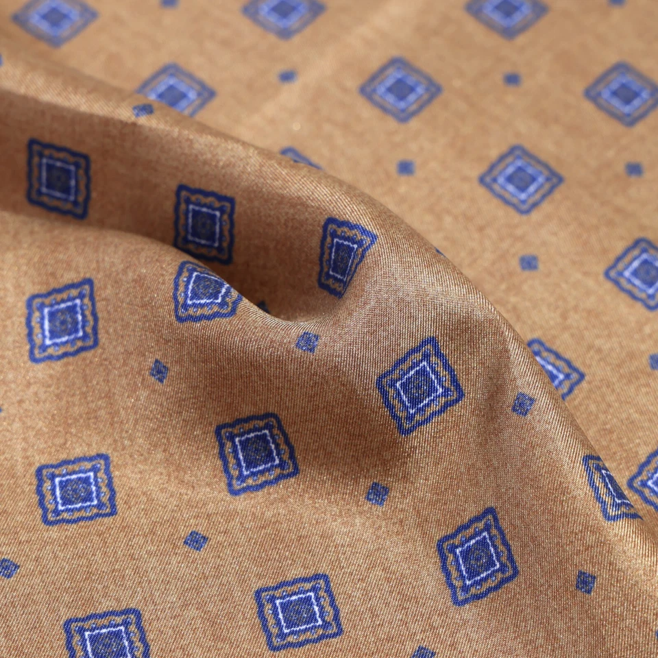 Pañuelo de sarga de seda para hombre marrón amarillento floral cuadrado de bolsillo 30 cm 11,8 pulgadas Foto 3 de 4