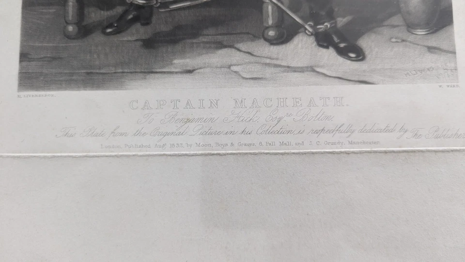 Antique Mezzotint Print of Captain Macheath from The Beggars Opera, 1832. Framed - image 4 of 4