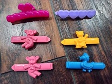 Vtg 1980's Hair Clip Snap Barrettes GOODY Bear Cat Duck Lot heart mix plastic