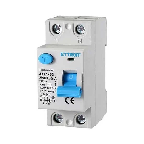 ETTROIT Interruttore Differenziale Puro 2P 40A 6kA 30mA 220V Salvavita