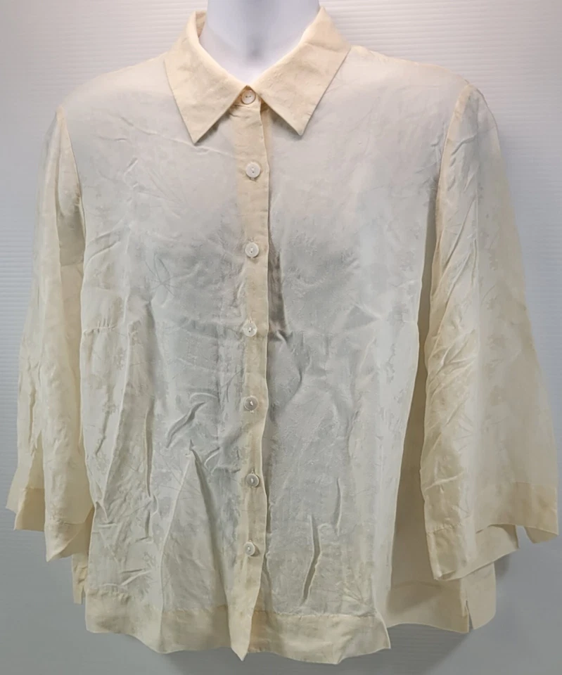 L) Женщина Rena Rowan на пуговицах желтый льняной воротник рубашка 18 Вт - Изображение 3 из 4