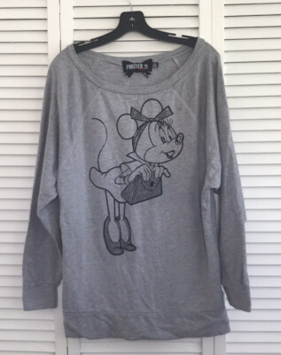 Forever 21 Twist Disney Women's Gray Minnie Mouse Sweatshirt Size S