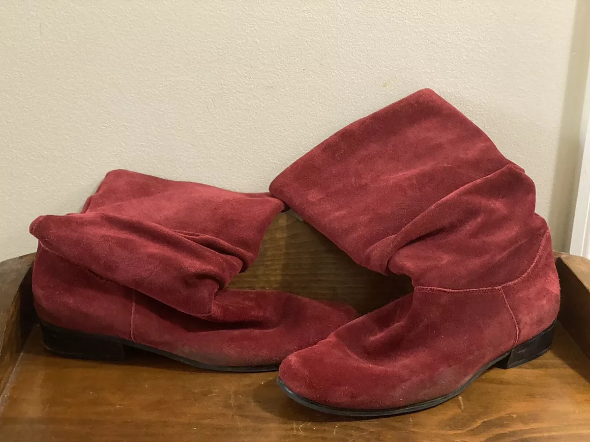 St. Johns Bay Red real leather Suede Slouch Boots Booties 9.5 M