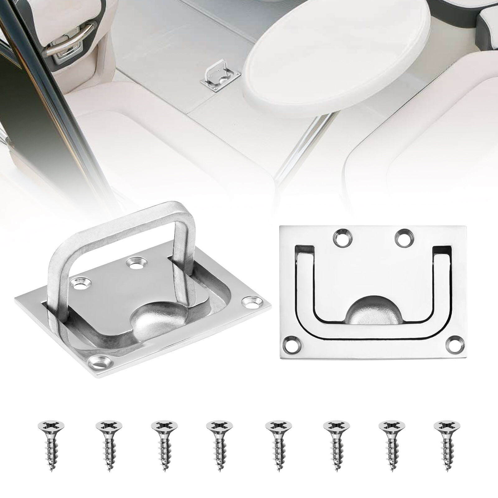 Heavy-Duty Flush Lift Handle Ring Pull for Boat Deck Hatch 316 Stainless Steel