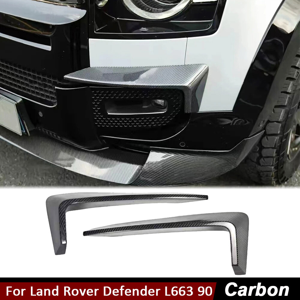 For Land Rover Defender L663 90 110 Carbon Fiber Front Bumper Lip Splitters Fins