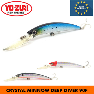 YO-ZURI CRYSTAL MINNOW DEEP DIVER 90F FLOATING FISHING HARD BAIT LURE 90mm 9.5g