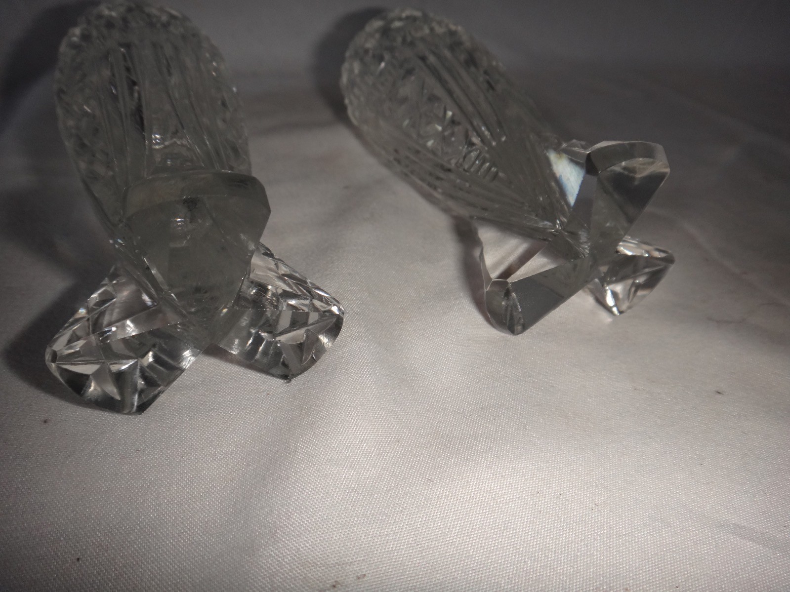 American Brilliant Period Cut Glass Rocket Ship / Bomb Salt & Pepper Shakers