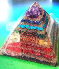 HUGE ORGONE Chakra PYRAMID, 120MM Orgone 7 Layer Pyramid With Copper Coil
