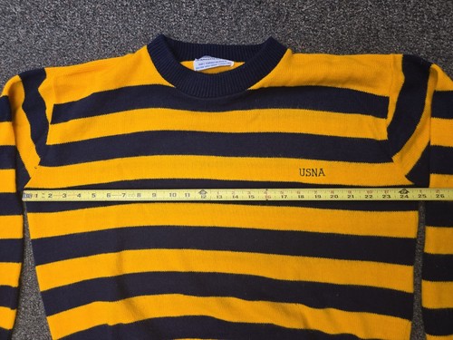 Vintage USNA Naval Academy Long Sleeve Striped Sweater Yellow & Navy Size L/XL - Picture 6 of 9