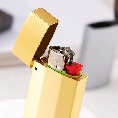 Zinc Alloy Lighter Case – Vintage Flip Cover Shell for Bic J5 Mini