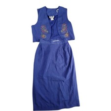 Vintage City Girl Sport Two Piece Skirt Set Womens Small Purple Vest Embroidered