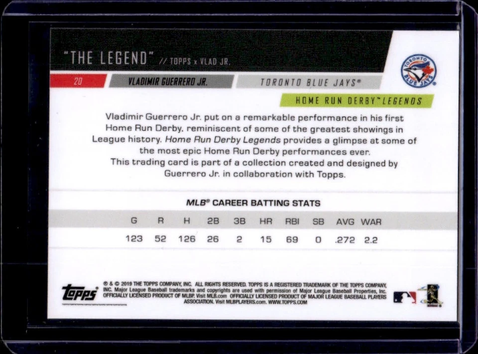 2019 Topps x Vlad Jr.: The Legend Vladimir Guerrero Jr. RC Rookie #20 Blue Jays - Image 2 of 2