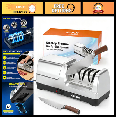 Professional Electric Knife Sharpener   3-Stage Diamond System, 20° Angle, Quick