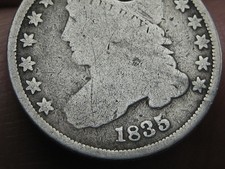 1835 Capped Bust Silver Dime 10 Cent Piece- About Good Details