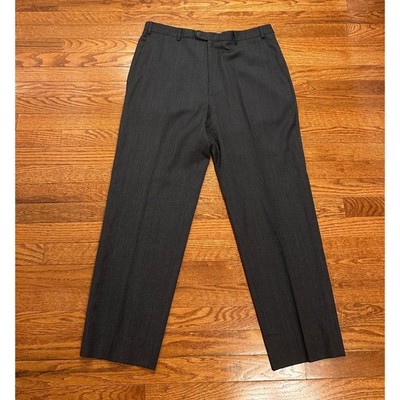 Zanella Benny/Bis Dress Pants Mens 36x29 Gray Pinstriped 100% Virgin Wool Italy