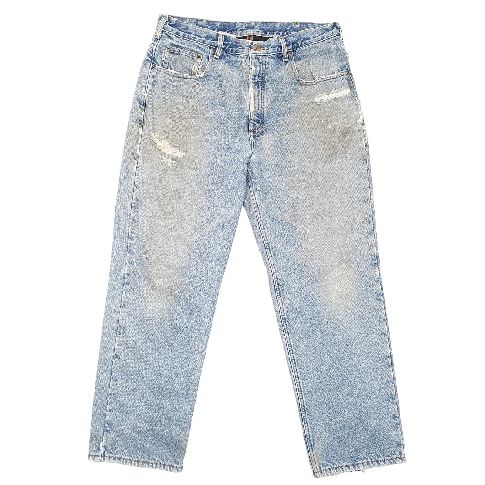 CARHARTT B155 Jeans Regular Fit Blue Denim Trousers lined Insulated W36 L30 image 2