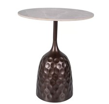 Couchtisch Tutti Wohnzimmertisch 50x50x60cm grau Marmor antik Bronze