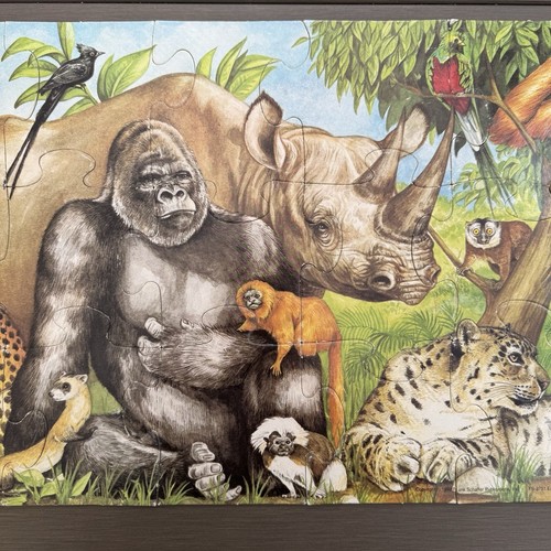 Rompecabezas de piso gigante Frank Schaffer 1992 vintage animales en peligro de extinción 5 pies, 48 piezas - Imagen 7 de 15