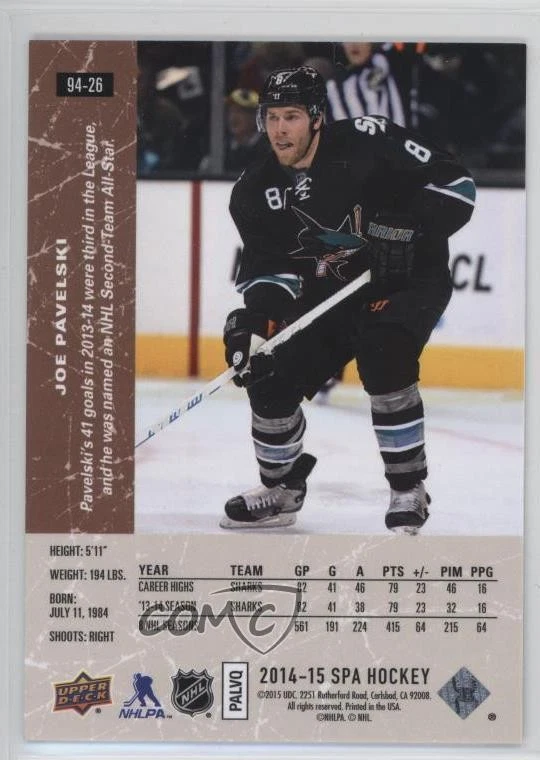 2014-15 SP Authentic 1994-95 SP Retro Joe Pavelski #94-26 - Image 2 of 2