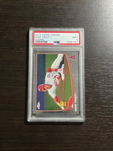 MIKE TROUT 2013 Topps Chrome All Rookie Gold Cup "Sliding" Card #1 Graded PSA 9