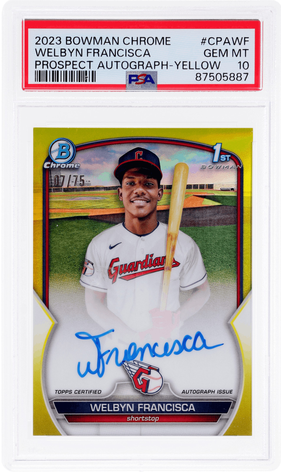 2023 Bowman Chrome Welbyn Francisca Prospect Auto Yellow #CPAWF /75 PSA 10