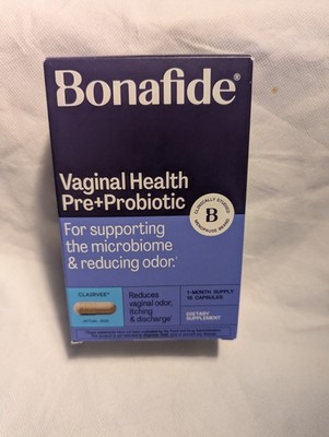 Bonafide Vaginal Health Pre + Probiotic Relief Odor Itching 15ct Caps Exp 04/27