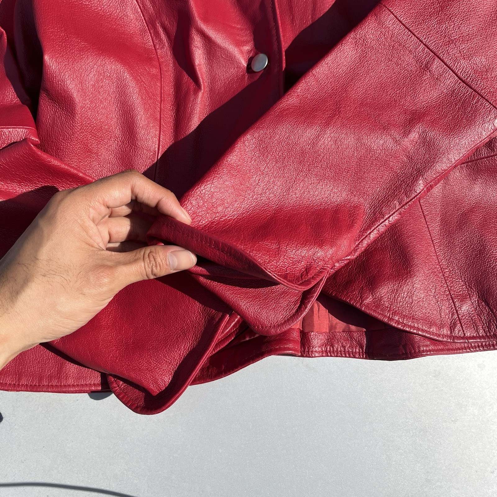 Shape FX Women's Collared Button Jacket Red Leath… - image 6