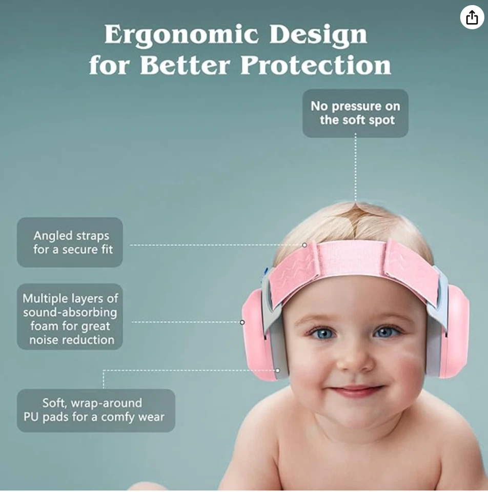 Orejeras para bebé para protección contra ruido - Auriculares ligeros con cancelación de ruido 24Db Foto 3 de 4
