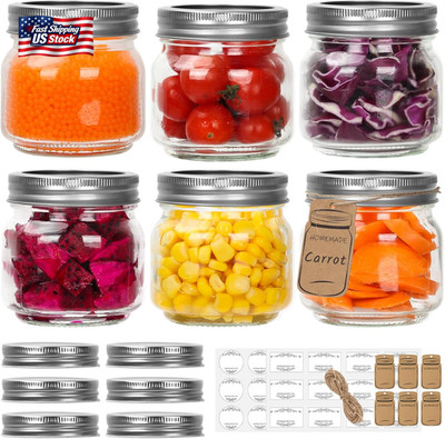 Eathtek Small Mason Jars 8Oz/240Ml with Regular Lids, 6 Pack Glass Canning Jars