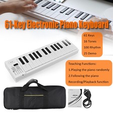 BIGFUN 61 Keys Electric Keyboard Piano Digital Portable Foldable Piano White UK