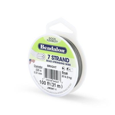 Beadalon 7 Strand Stainless Steel Bead Stringing Wire, 0.020 in / 0.51 Silver