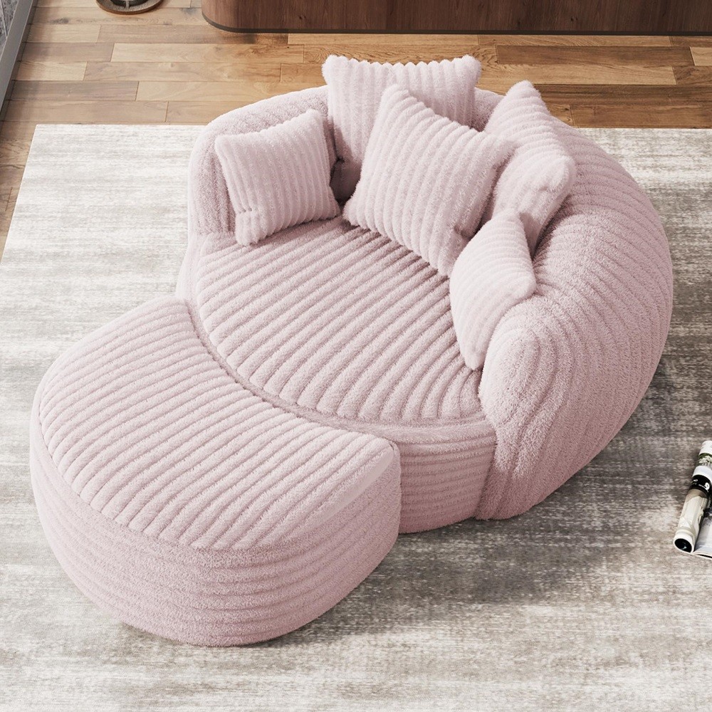 カナデモノ 椅子　Linen Round Lounge Chair - Pink 50