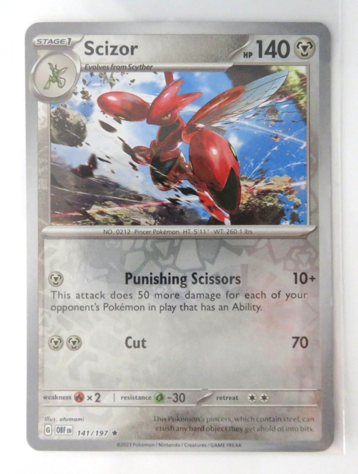 Pokemon Card Scizor 141/197 Reverse Holo Rare Lightly Played