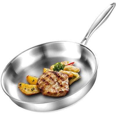 Dreilagige Edelstahl Bratpfanne 22cm,Edelstahlpfanne Unbeschichtet,Induktions...