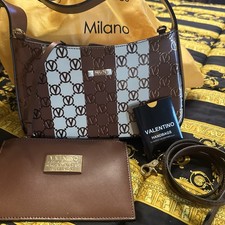 Valentino by Mario Valentino Kai Monogram stripes leather handbag Italy NWT