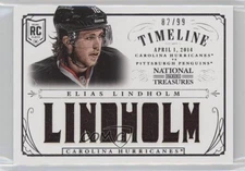 2013-14 Panini National Treasures Rookie Timeline /99 Elias Lindholm #RT-ELI RC