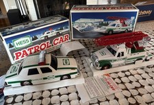Hess Model Patrol Car 1993 + Model Rescue Truck 1994 Complete In Box Vintage