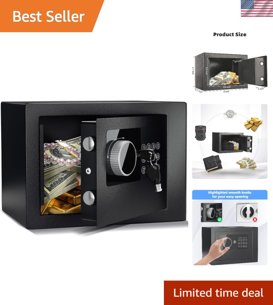 Large Safety?Steel  Safe Box Digital Keypad Lock for Home Cash Security