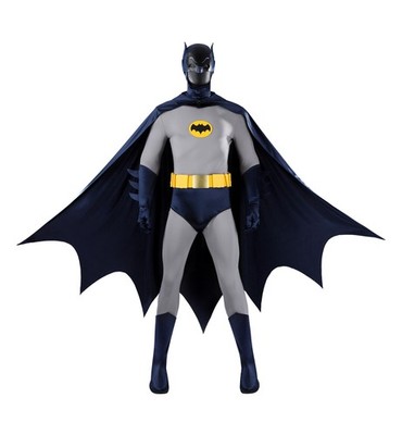 Xcoser 1966 Batman Classic TV Series Cosplay Costume Full Set Grey & Blue Outfit