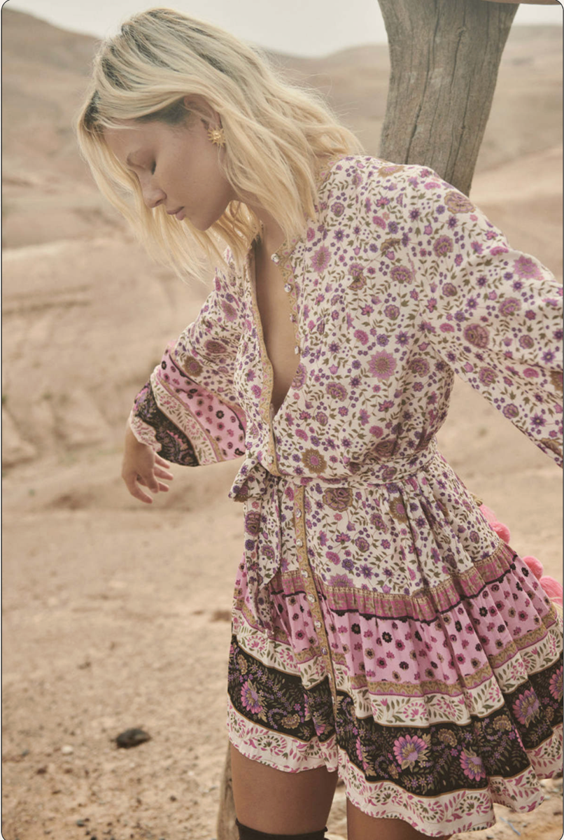$239 NWOT Spell & The Gypsy Lady Untamed Tunic Floral Mini Dress Free  People ~ L