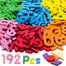 192 Pcs Magnetic Letters Numbers 9 ColorWith Pattern Blocks,Symbols Foam Set,...