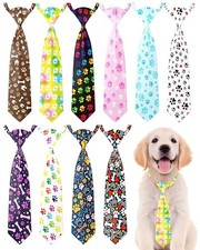 10pcs Print Dog Ties Neckties for Large Dogs Adjustable Holiday Paw Medium