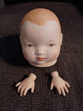 VINTAGE BISQUE PORCELAIN BABYDOLL HEAD AND HANDS MADE IN JAPAN