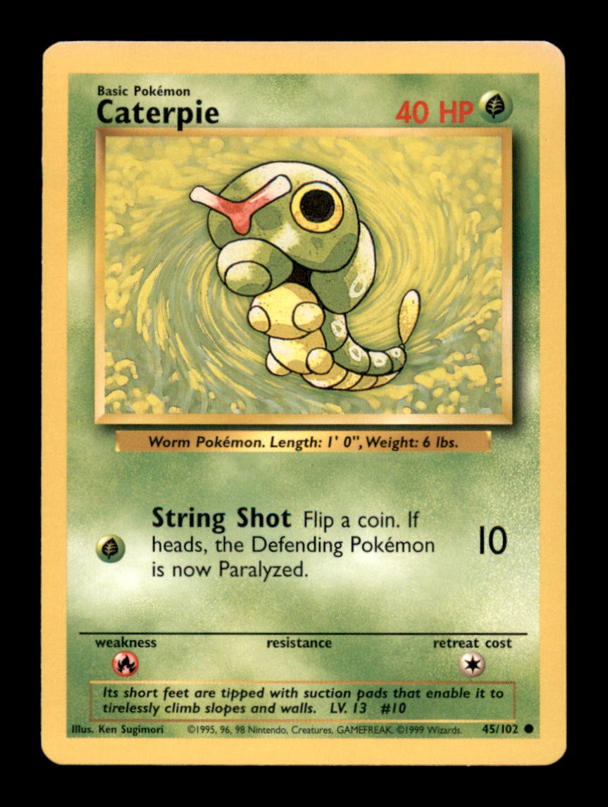 Caterpie 45/102 C Base Set Unlimited Pokemon