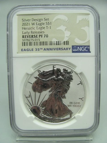 2021-W Silver Design Set American Eagle T-1 NGC Reverse PF 70 Early Releases