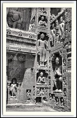 AJANTA Höhle 19 Fassadendetail UNESCO Indien antike buddhistische Kunst ASI K079