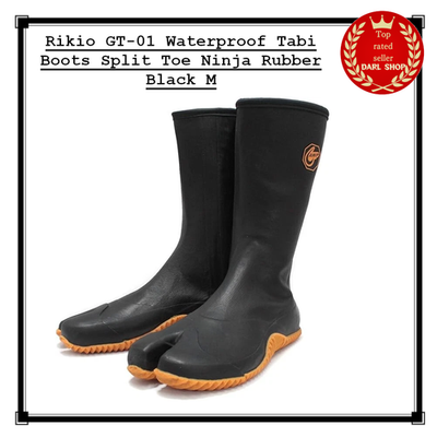 Rikio GT-01 Waterproof Tabi Boots Split Toe Ninja Rubber Black M