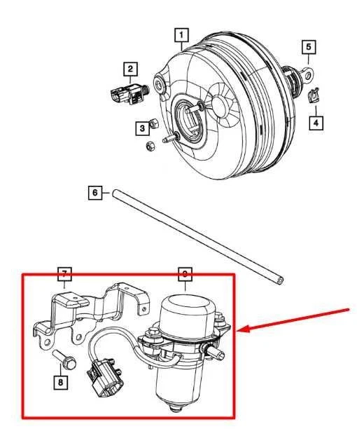 2011-2015 Dodge Challenger 3.6L Power Brake Booster Vacuum Air Pump with Bracket - Image 2 of 4